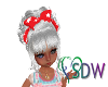 Hair Silver Red Bow