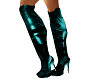 Teal Leather High Boots