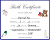 Darrnel Birth Certificat