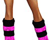 {T} Black Pink Fur Boots
