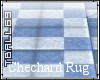 blue/white checkard rug