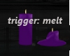 purple melting candle