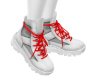 White shoes with red lac