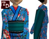 {TD} Blue Fan Kimono