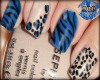 Blue/Tan Ani.Print Nails