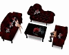 set sofa red rose