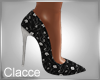 C black floral heels