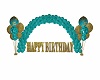 Teal/gold Birthday arch