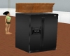 Black fridge wood cabnet