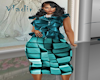 3D Teal Colorblock Skirt