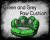 Green & Grey Paw Cushion