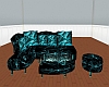 Black & Teal Sofa Set