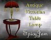 Antq Table w/Lamp Red