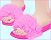 Pink fuzzy slippers