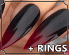 Black Red Nails +Rings