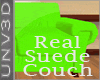 Green Suede Cuddly Couch
