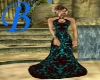 [B] Black and Teal Gown