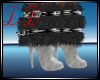 Black Fur Boots White