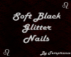 Soft Black Glitter Nails