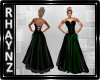 Green and Blk Satin Gown