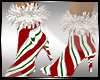 Fuzzy Candy Cane Boots