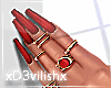 ✘Red Nails+Rings