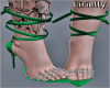 >L<  Green Sandals Stras