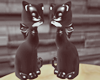 :3 Twin Blk Cat Statues