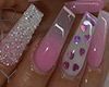 Shiny Pink Diamond Nails