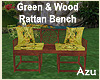 Green Rattan Bench