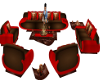 brown & red couch set