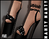 ɳ Black Fur Lace Heels