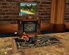 Fireplace and rug w/pose