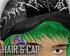 green hair + cap