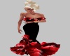 red ruffle gown