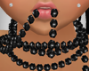 [C]Black Choker Pearls