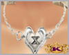 X Necklace Silver Heart