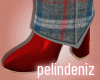 [P] City plaid&red boots