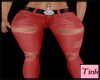 red ripped jeans,