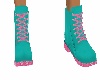 Teal  boots pink laces