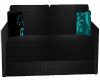 Blk Couch w/Teal Pillow