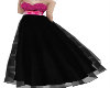 pink and black ballgown