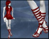 *E* red long sandals