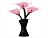 Pink Flowers Black Glass