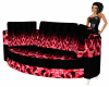 red flamed couch