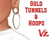 Ear Tunnel & Hoop Gold
