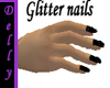 ~D~black glitter nails