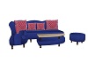 Blue and red couch