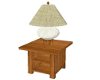 Wooden Table and Lamp