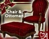 Burgundy Chair & Ottoman